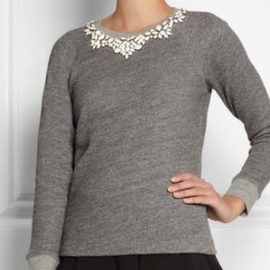 J.Crew White embellishment Grey Sweater